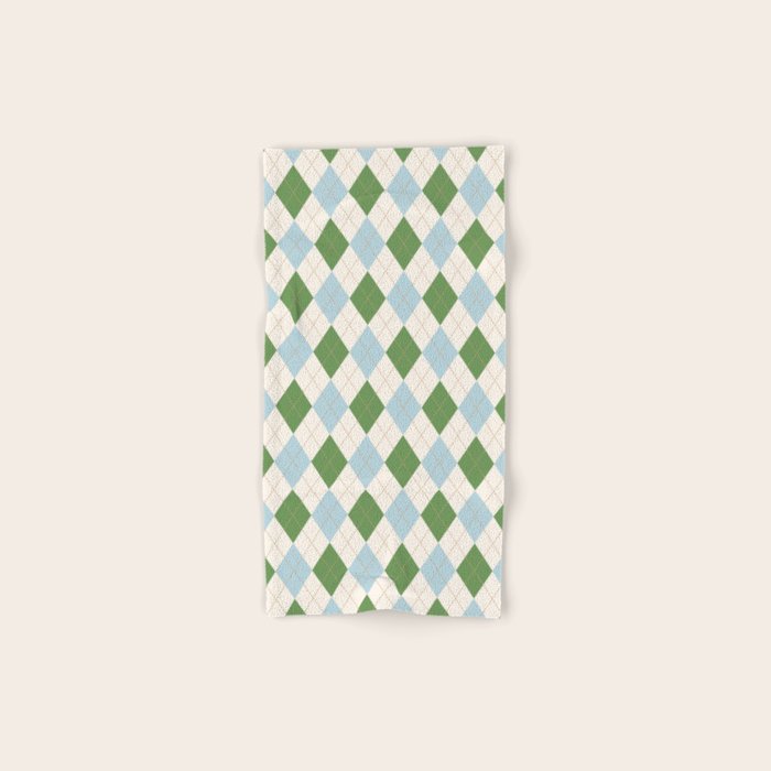 Green and Blue Argyle Plaid Bath Towel Gallery Image 1