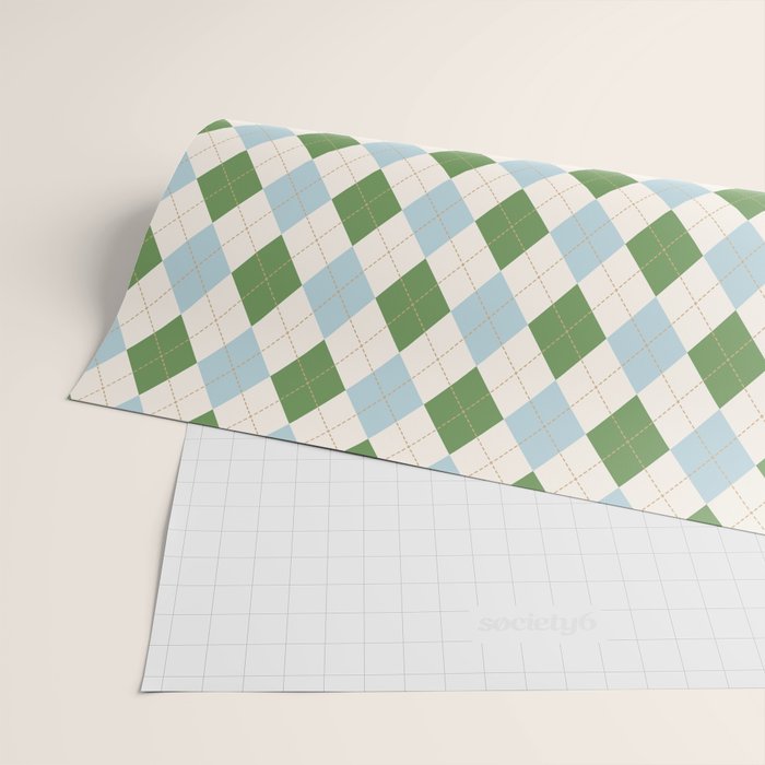 Green and Blue Argyle Plaid Wrapping Paper Gallery Image 2
