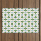 Green and Blue Argyle Plaid Outdoor Rug Gallery Image 1