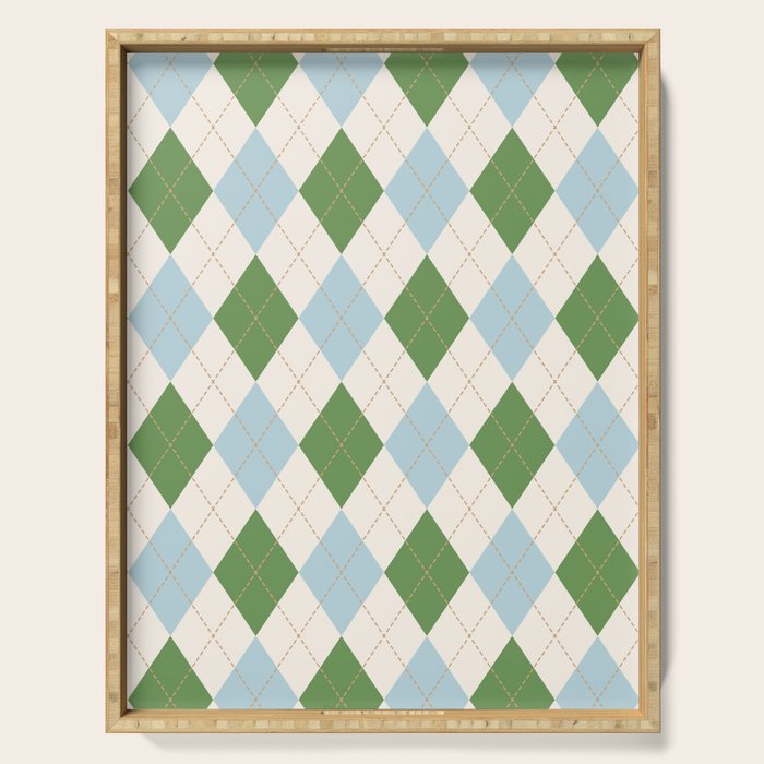 Green and Blue Argyle Plaid Serving Tray Gallery Image 1