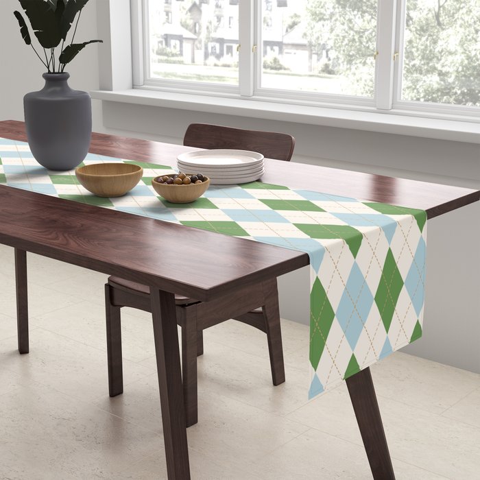 Green and Blue Argyle Plaid Table Runner Gallery Image 2