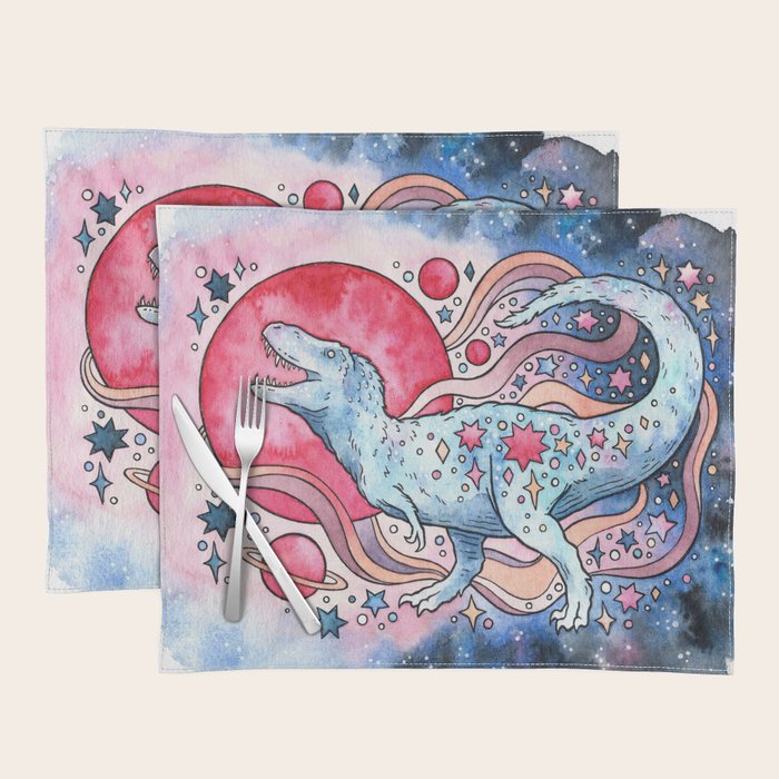 Star Rex | Cosmic Dinosaur Watercolor Placemat Gallery Image 1