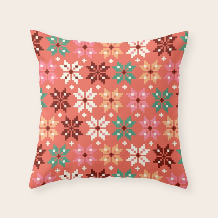 Winter Quilt Pattern no2 Throw Pillow Gallery Image 1