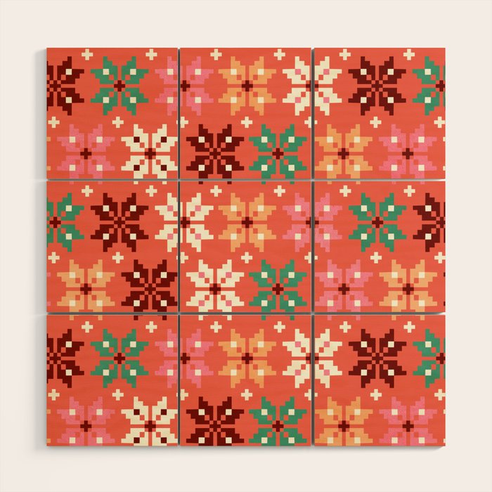 Winter Quilt Pattern no2 Wood Wall Art Gallery Image 1