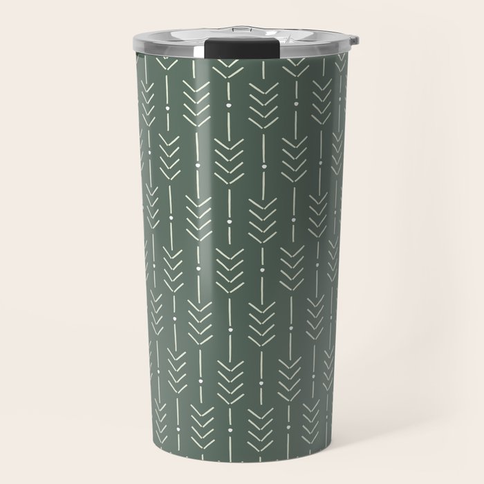Arrow Lines Pattern in Forest Sage Green 2 Travel Mug Gallery Image 1
