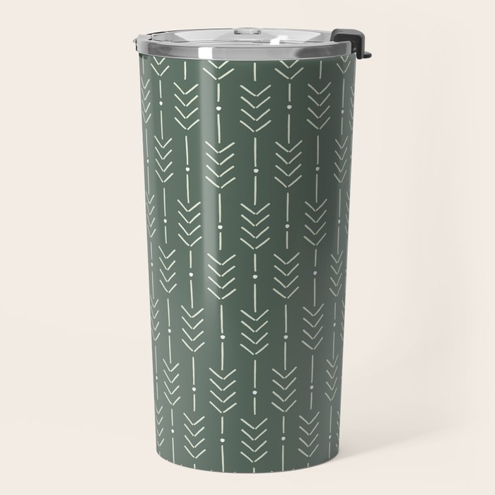 Arrow Lines Pattern in Forest Sage Green 2 Travel Mug Gallery Image 2