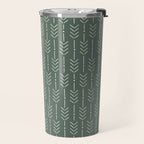 Arrow Lines Pattern in Forest Sage Green 2 Travel Mug Gallery Image 2