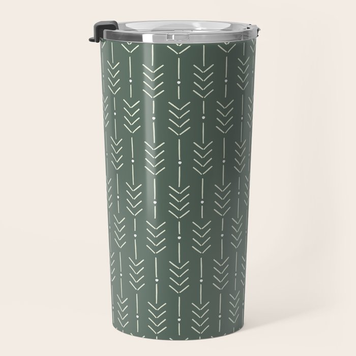 Arrow Lines Pattern in Forest Sage Green 2 Travel Mug Gallery Image 3