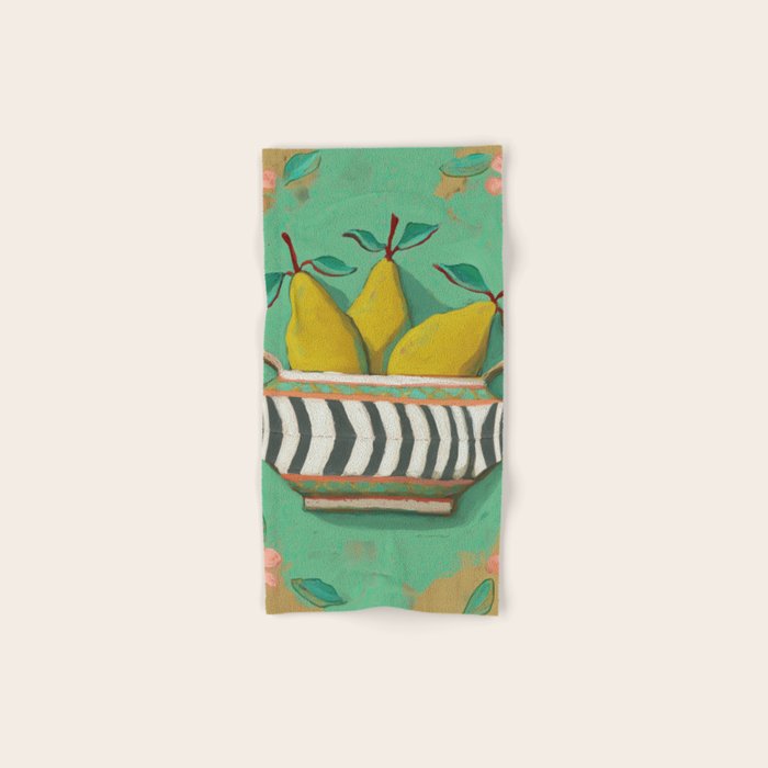 Striped Bowl with Pears Bath Towel Gallery Image 1