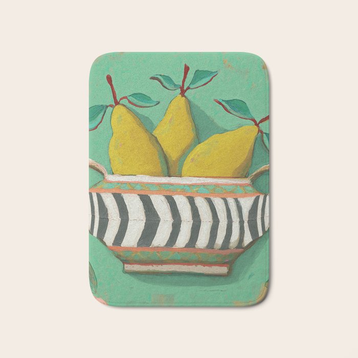 Striped Bowl with Pears Bath Mat Gallery Image 1