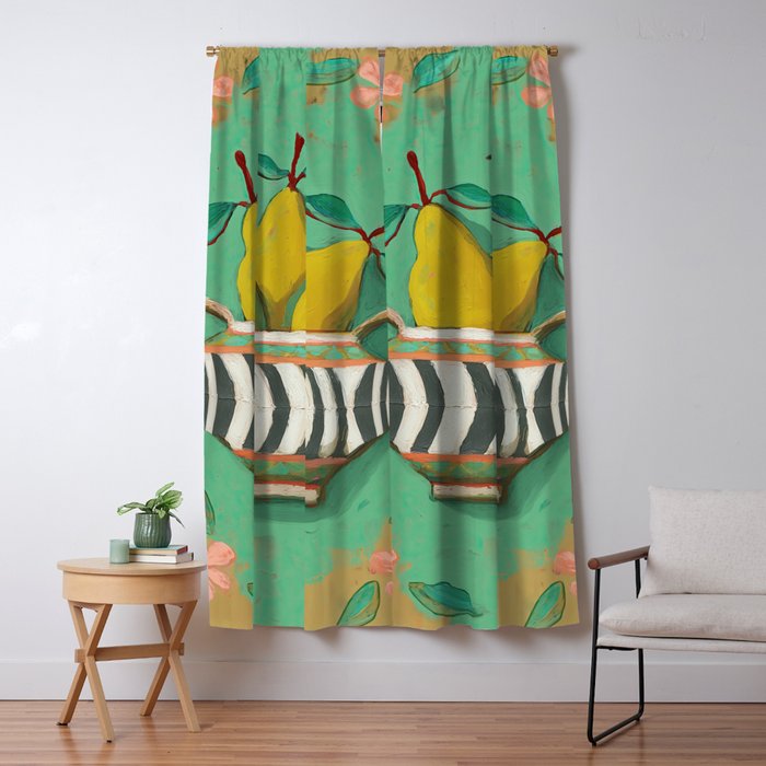 Striped Bowl with Pears Window Curtain Gallery Image 1
