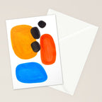 Abstract Mid Century Modern Colorful Minimal Pop Art Yellow Orange Blue Bubbles Ovals Stationery Card Gallery Image 2