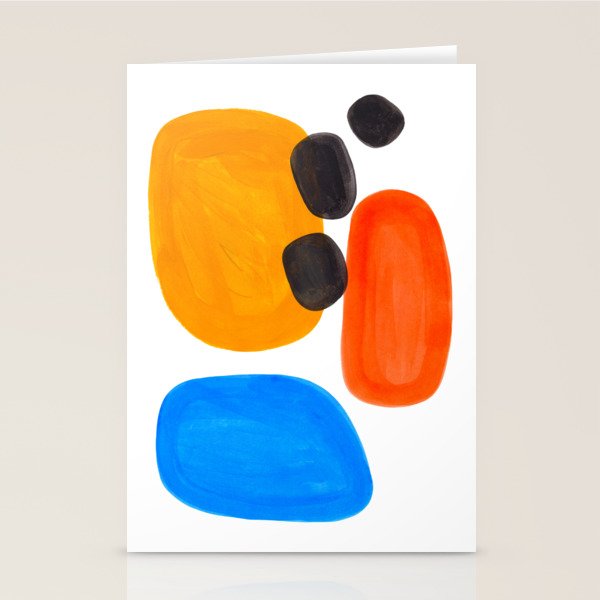 Abstract Mid Century Modern Colorful Minimal Pop Art Yellow Orange Blue Bubbles Ovals Stationery Card Gallery Image 1