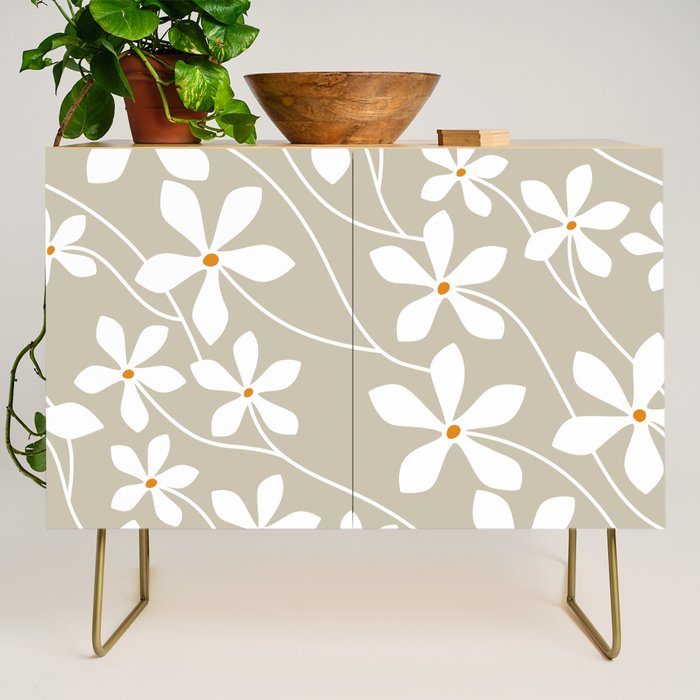 Chic Floral Flow in Beige Credenza Gallery Image 1