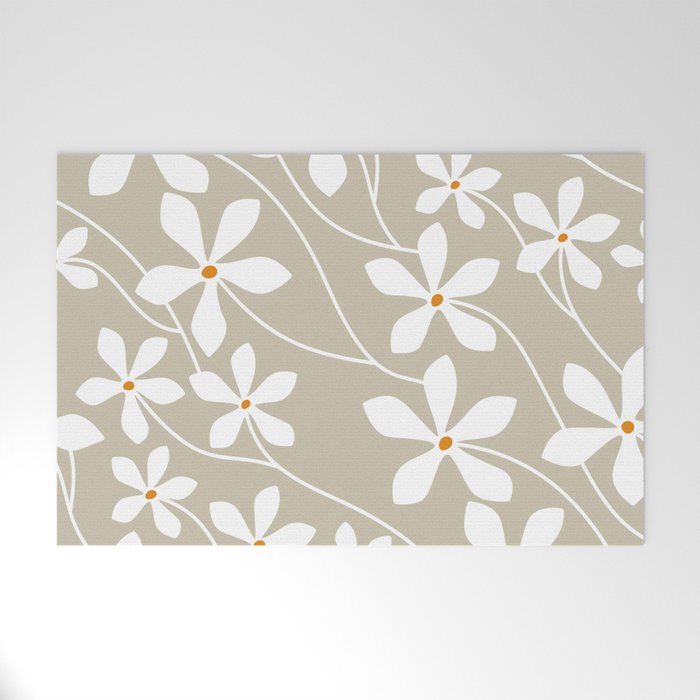 Chic Floral Flow in Beige Welcome Mat Gallery Image 1