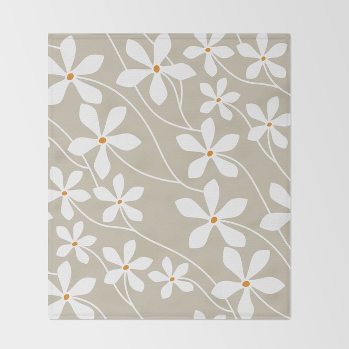 Chic Floral Flow in Beige Throw Blanket Gallery Image 2