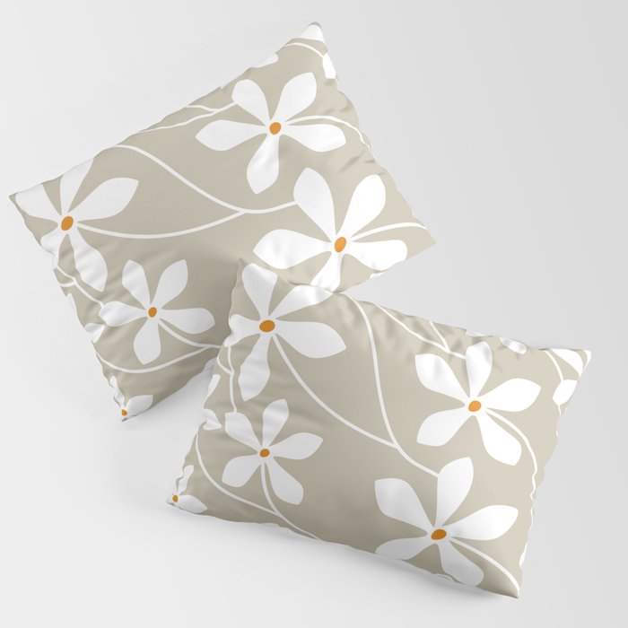 Chic Floral Flow in Beige Pillow Sham Gallery Image 1
