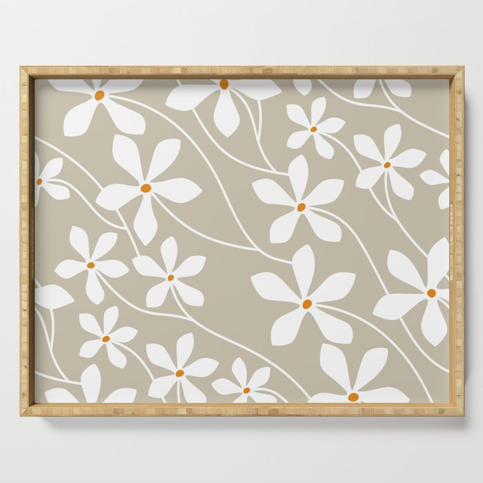 Chic Floral Flow in Beige Serving Tray Gallery Image 1