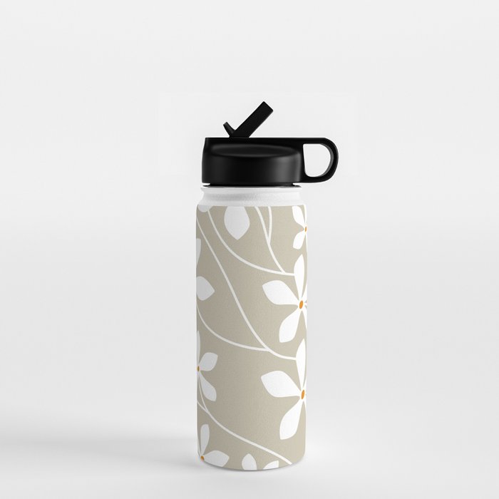 Chic Floral Flow in Beige Water Bottle Gallery Image 1