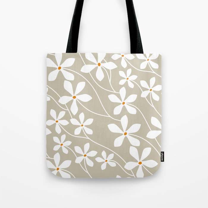 Chic Floral Flow in Beige Tote Bag Gallery Image 1