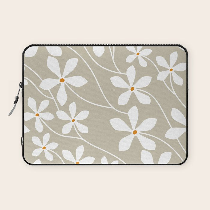 Chic Floral Flow in Beige Laptop Sleeve Gallery Image 1