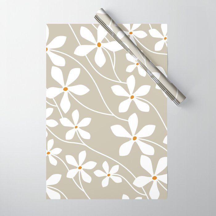 Chic Floral Flow in Beige Wrapping Paper Gallery Image 1