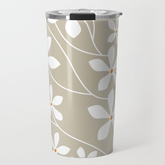 Chic Floral Flow in Beige Travel Mug Gallery Image 1