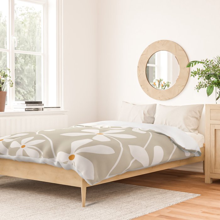 Chic Floral Flow in Beige Duvet Cover Gallery Image 2