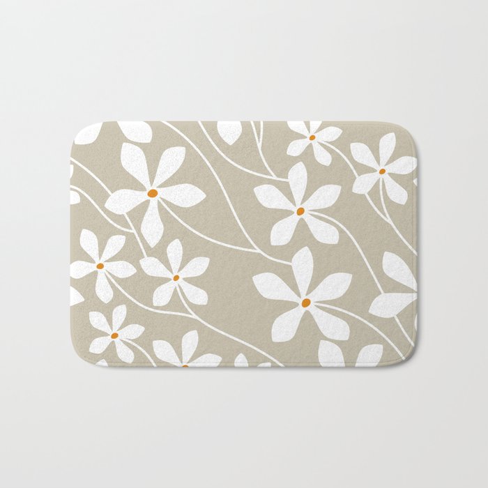 Chic Floral Flow in Beige Bath Mat Gallery Image 1