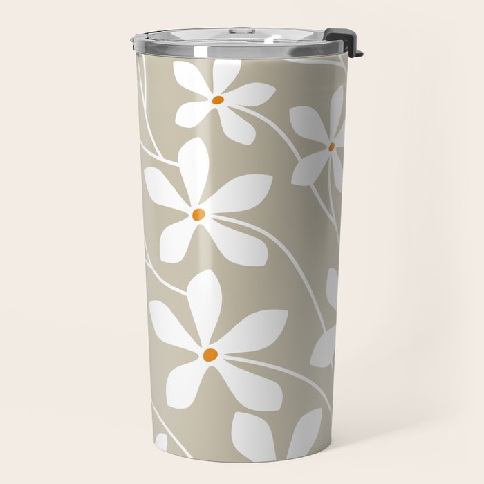 Chic Floral Flow in Beige Travel Mug Gallery Image 2