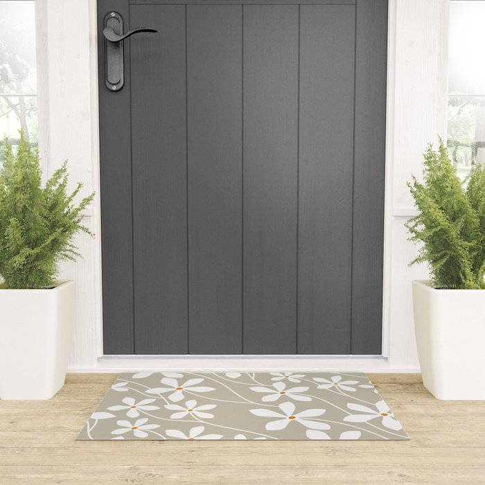 Chic Floral Flow in Beige Welcome Mat Gallery Image 3