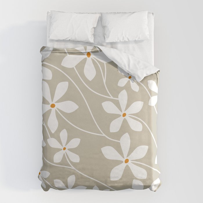 Chic Floral Flow in Beige Duvet Cover Gallery Image 6