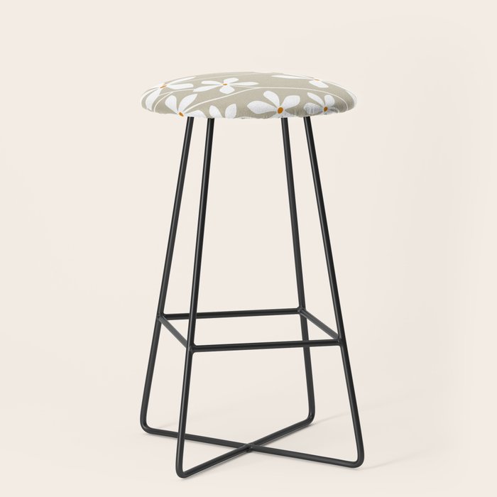 Chic Floral Flow in Beige Stool Gallery Image 1