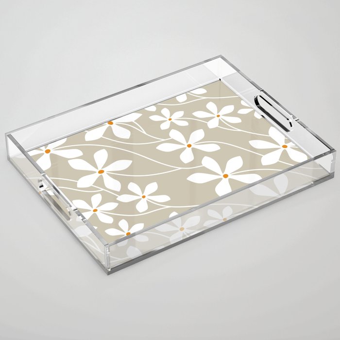 Chic Floral Flow in Beige Acrylic Tray Gallery Image 1