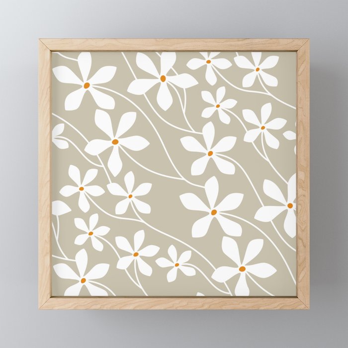 Chic Floral Flow in Beige Mini Art Print Gallery Image 1