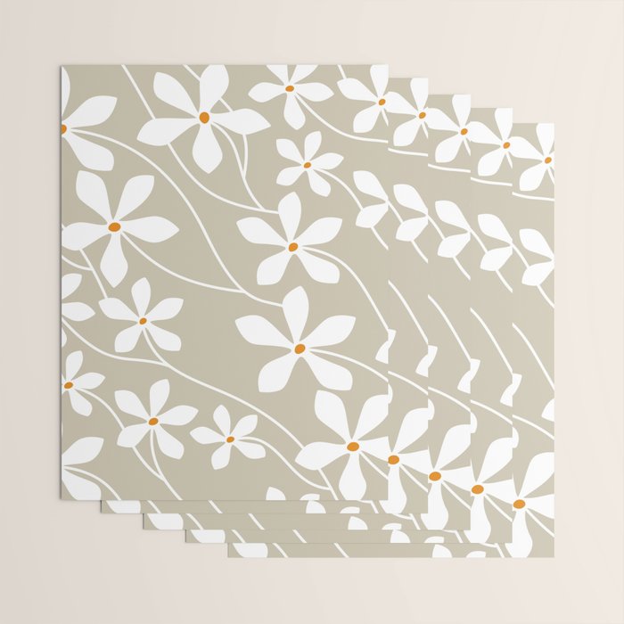 Chic Floral Flow in Beige Wrapping Paper Gallery Image 3
