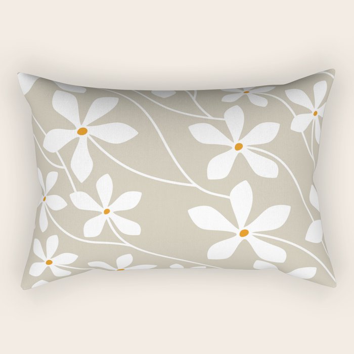 Chic Floral Flow in Beige Rectangular Pillow Gallery Image 2