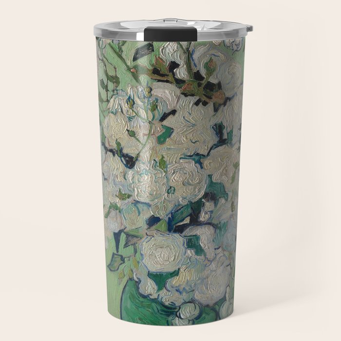 Vase with Pink Roses- Van Gogh Travel Mug Gallery Image 1