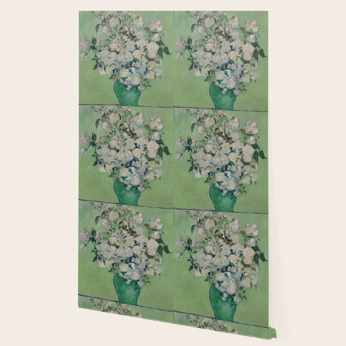 Vase with Pink Roses- Van Gogh Wallpaper Gallery Image 2