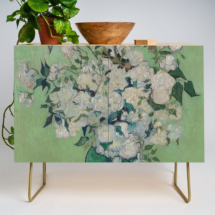 Vase with Pink Roses- Van Gogh Credenza Gallery Image 1