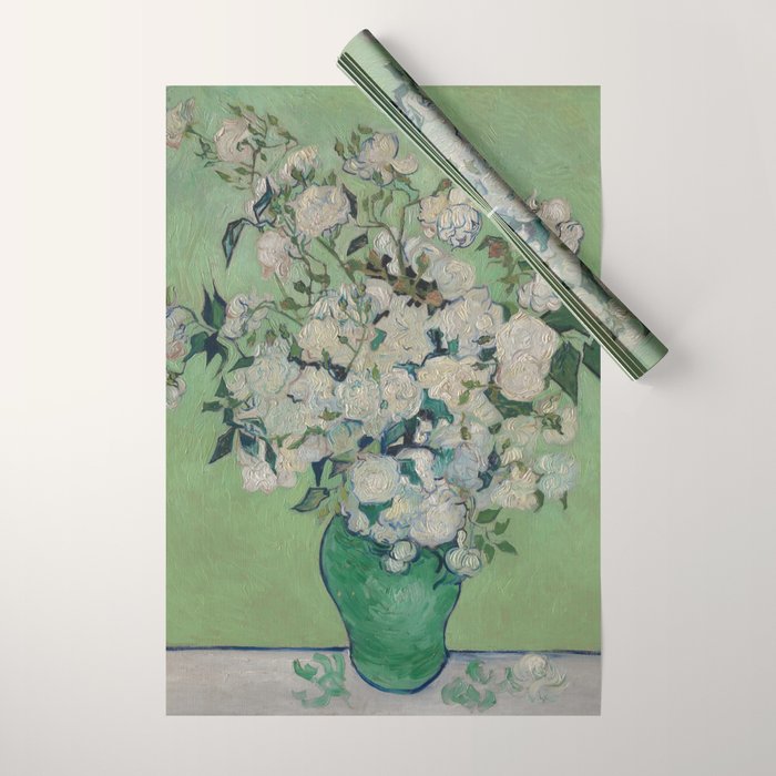 Vase with Pink Roses- Van Gogh Wrapping Paper Gallery Image 1