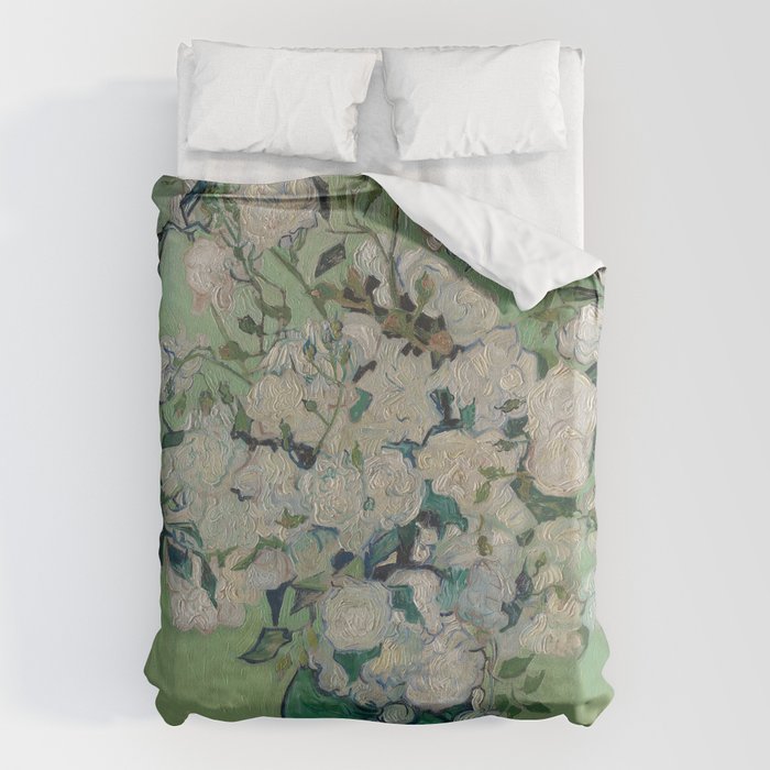 Vase with Pink Roses- Van Gogh Duvet Cover Gallery Image 1