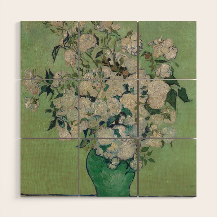 Vase with Pink Roses- Van Gogh Wood Wall Art Gallery Image 1