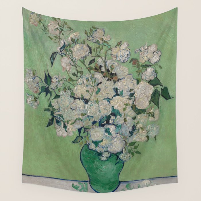Vase with Pink Roses- Van Gogh Wall Tapestry Gallery Image 4