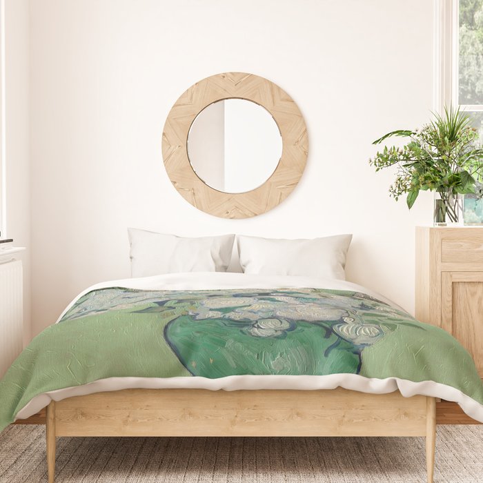 Vase with Pink Roses- Van Gogh Duvet Cover Gallery Image 3