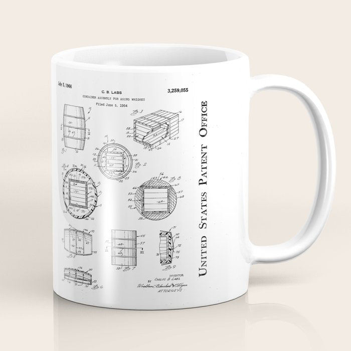 Whisky Barrel Patent - Whisky Art - Antique Coffee Mug Gallery Image 1