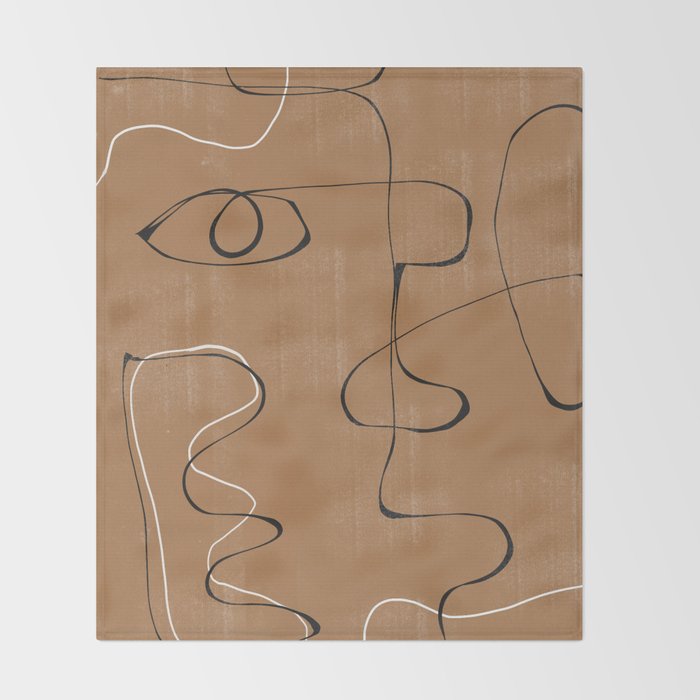 Abstract Face One Line Throw Blanket Gallery Image 2
