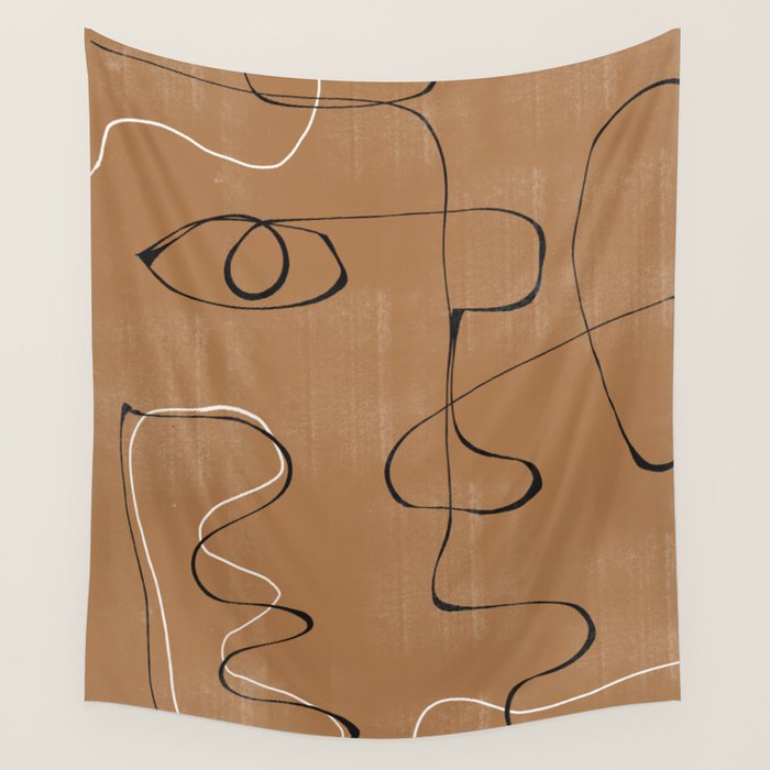 Abstract Face One Line Wall Tapestry Gallery Image 4