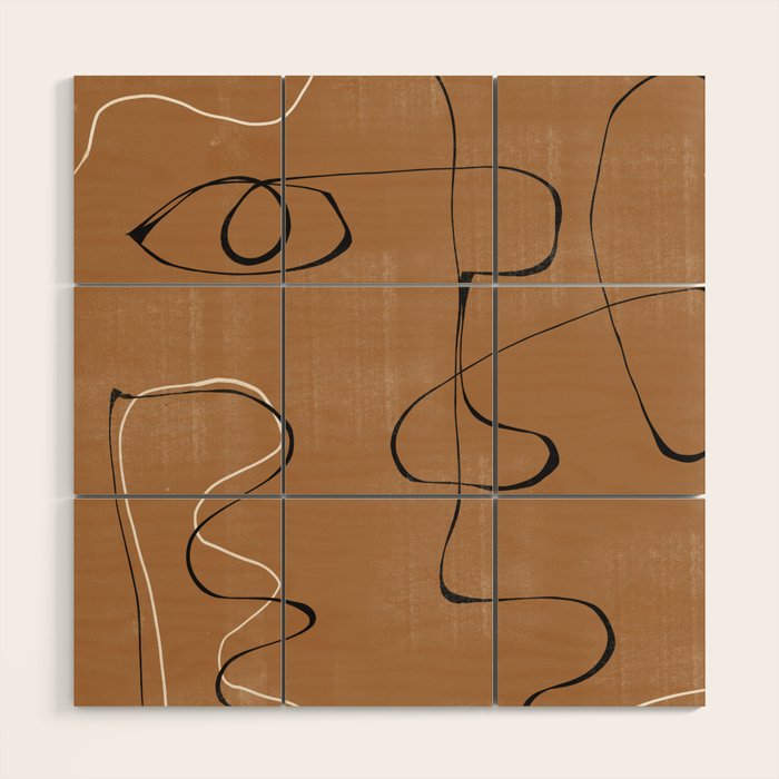 Abstract Face One Line Wood Wall Art Gallery Image 1