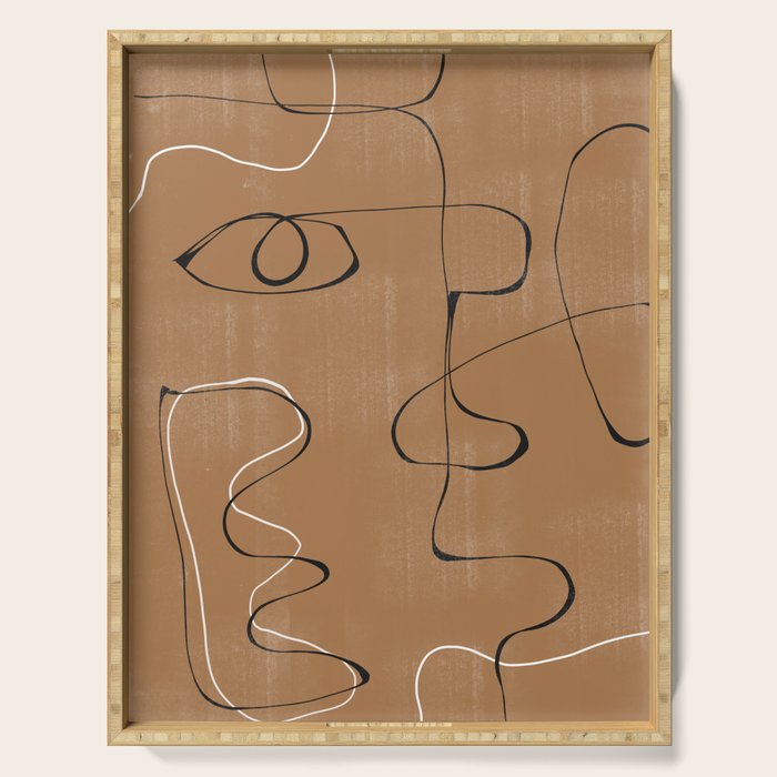Abstract Face One Line Serving Tray Gallery Image 1